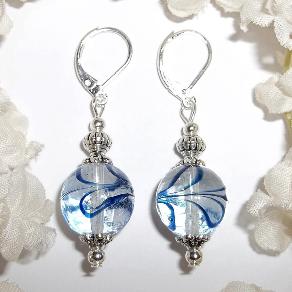wvluckygirl Jewelry - Clear & Navy Blue Earring Set Dangle Drop Fashion Jewelry Accessory Beaded 6863